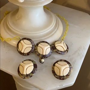 1930s Tortoise Lucite Necklace and Earrings